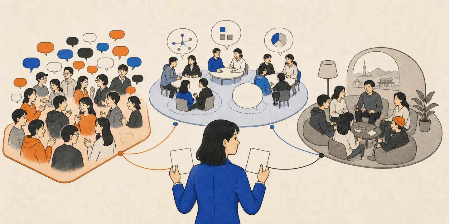 텔레그램 디스코드 카카오 채널의 역할을 비교하는 Web3 2D 일러스트